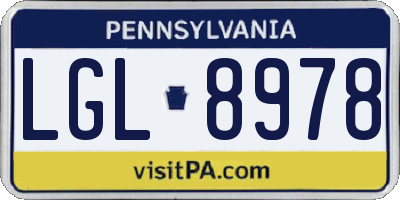 PA license plate LGL8978