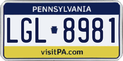 PA license plate LGL8981