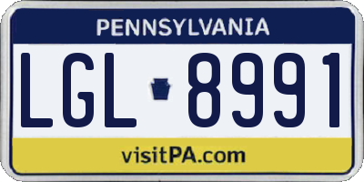 PA license plate LGL8991