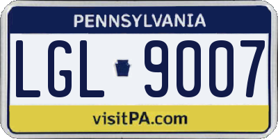 PA license plate LGL9007