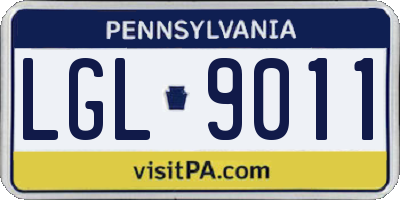 PA license plate LGL9011