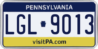 PA license plate LGL9013