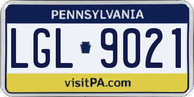 PA license plate LGL9021