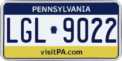 PA license plate LGL9022