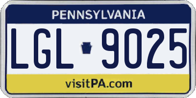 PA license plate LGL9025