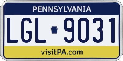 PA license plate LGL9031