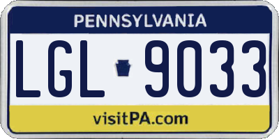 PA license plate LGL9033