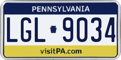 PA license plate LGL9034