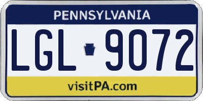PA license plate LGL9072