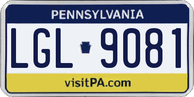 PA license plate LGL9081