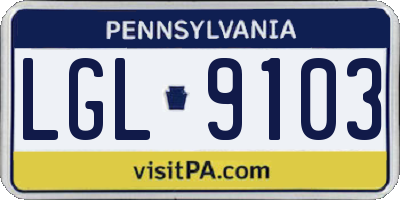 PA license plate LGL9103