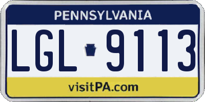 PA license plate LGL9113