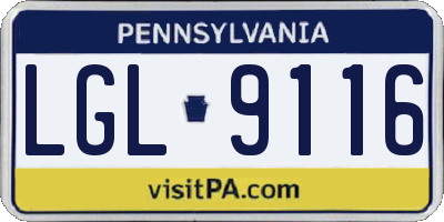 PA license plate LGL9116