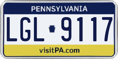 PA license plate LGL9117