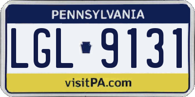 PA license plate LGL9131