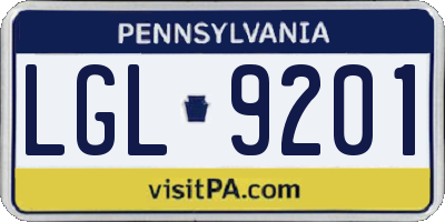 PA license plate LGL9201