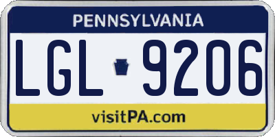 PA license plate LGL9206