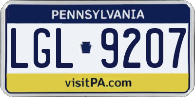PA license plate LGL9207