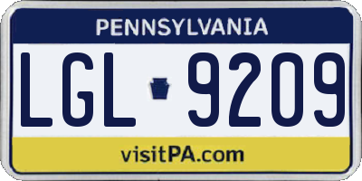 PA license plate LGL9209