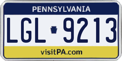 PA license plate LGL9213