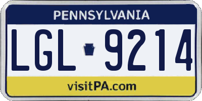 PA license plate LGL9214