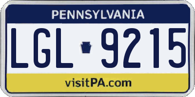 PA license plate LGL9215