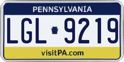 PA license plate LGL9219