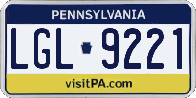 PA license plate LGL9221