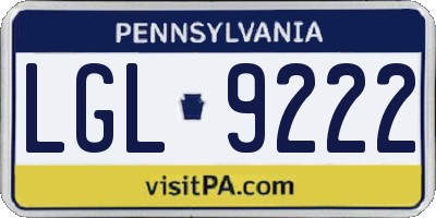 PA license plate LGL9222
