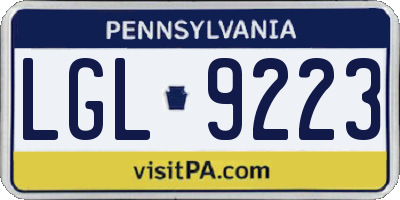 PA license plate LGL9223