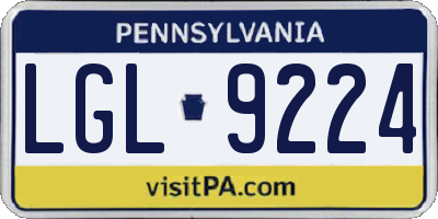 PA license plate LGL9224