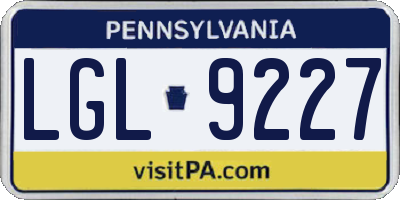 PA license plate LGL9227