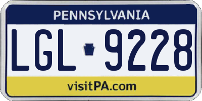 PA license plate LGL9228