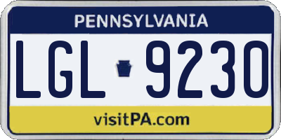 PA license plate LGL9230