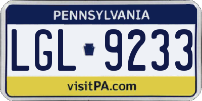 PA license plate LGL9233