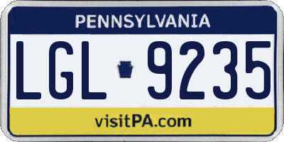 PA license plate LGL9235