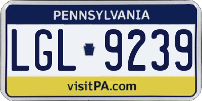 PA license plate LGL9239