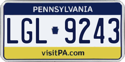 PA license plate LGL9243