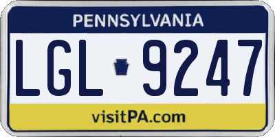 PA license plate LGL9247
