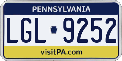 PA license plate LGL9252