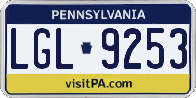 PA license plate LGL9253