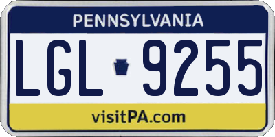 PA license plate LGL9255