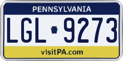 PA license plate LGL9273