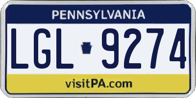 PA license plate LGL9274