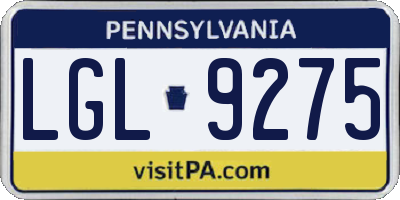 PA license plate LGL9275