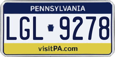 PA license plate LGL9278