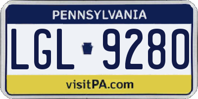 PA license plate LGL9280