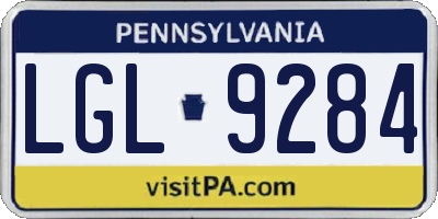 PA license plate LGL9284
