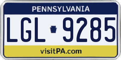 PA license plate LGL9285