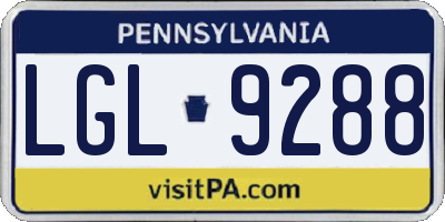 PA license plate LGL9288